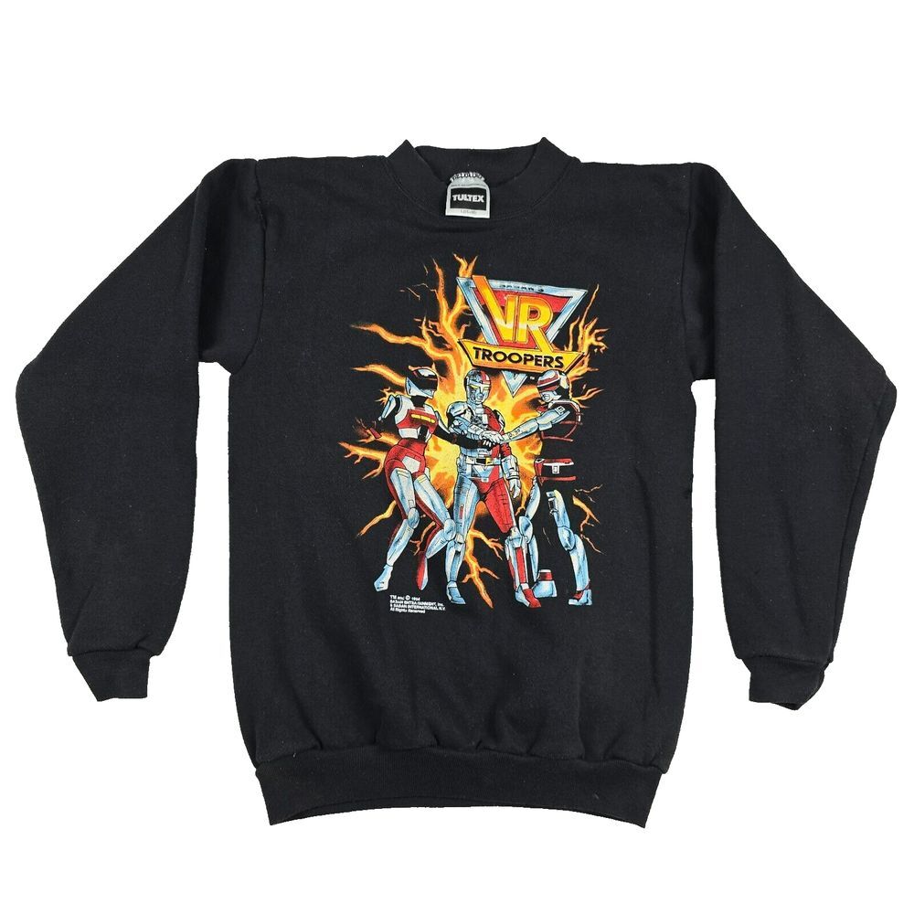 Tultex Vintage Saban's VR Troopers 1994‎ Crewneck Sweatshirt Black Youth Large